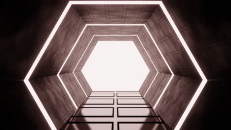 túnel de hexágono de neón rojo