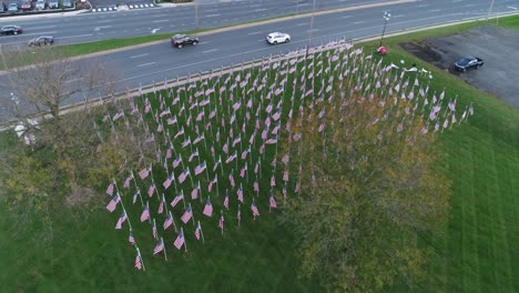 Luftaufnahme-Der-US-Flaggenanzeige-Zu-Ehren-Von-Militärhelden