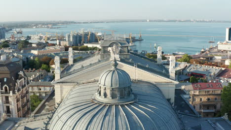 tilt down aerial shot of the historical odessa opera and ballet theater