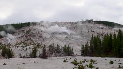 time lapse of roaring mountain in the norris geyser basin in yellowstone national park