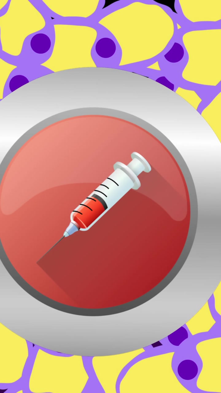Animation of syringe over yellow cells on black background