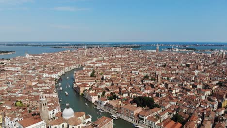 a drone view of the grand canal in venice, italy