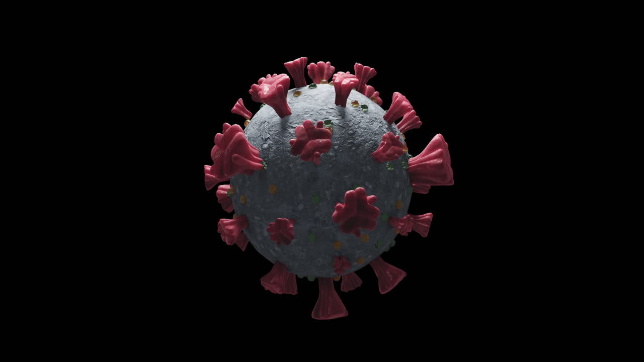 animación de células de macro coronavirus covid-19 flotando en una vena. 4k
