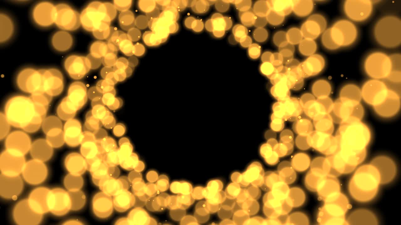 아름다운 추상적인 배경은 금색 입자가 카메라를 향해 움직이고 복사 공간이 있습니다.