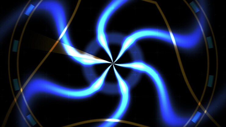 Dynamic Blue Light Spiral Rotating on Dark Background