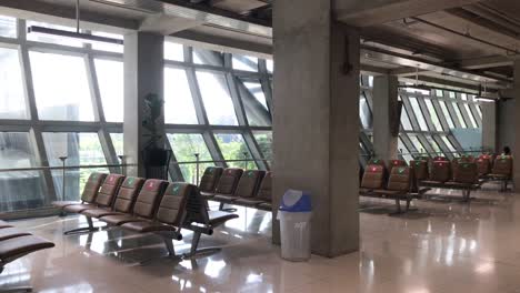 social distance in airport , empty airport