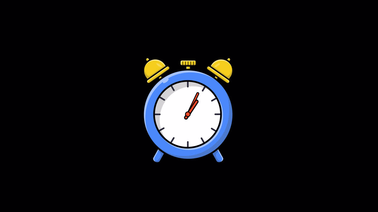 Animated Cartoon Alarm Clock Ticking and Ringing