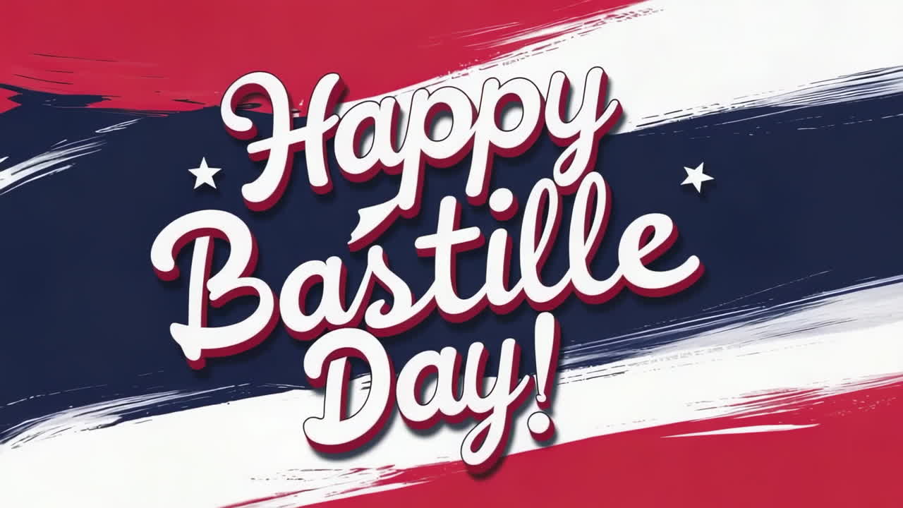 Happy Bastille Day Greeting with French Flag Colors