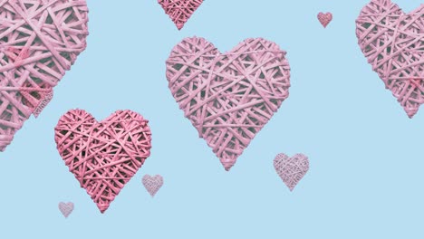 animación de corazones rosados voladores sobre un fondo azul
