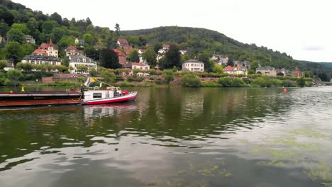 boat sailing in the city of heidelberg, germany