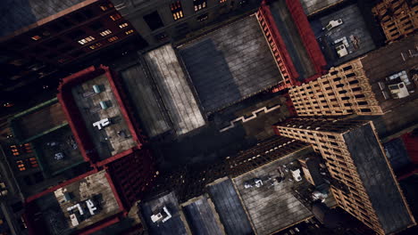 aerial city view with crossroads and buildings