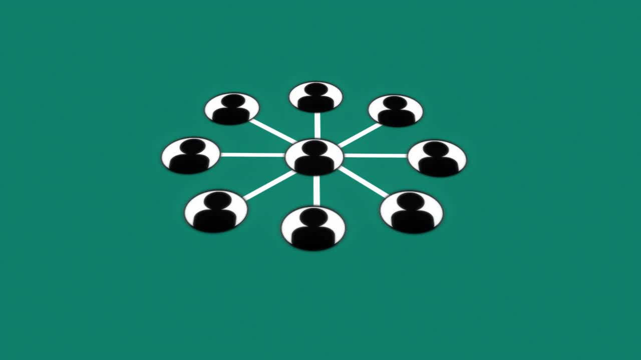 녹색 배경에 있는 인간 의사소통의 애니메이션 다이어그램