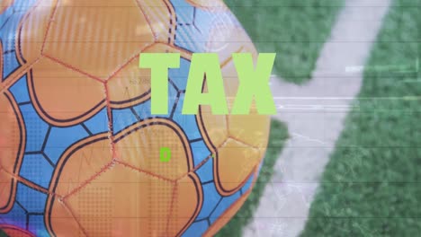 animation of tax day text and football over data processing