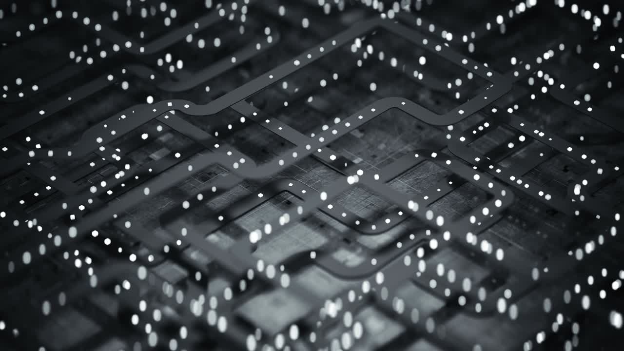 블랙 일렉트로닉스 기술 스키마 시엄리스 루프 3d 렌더링 애니메이션