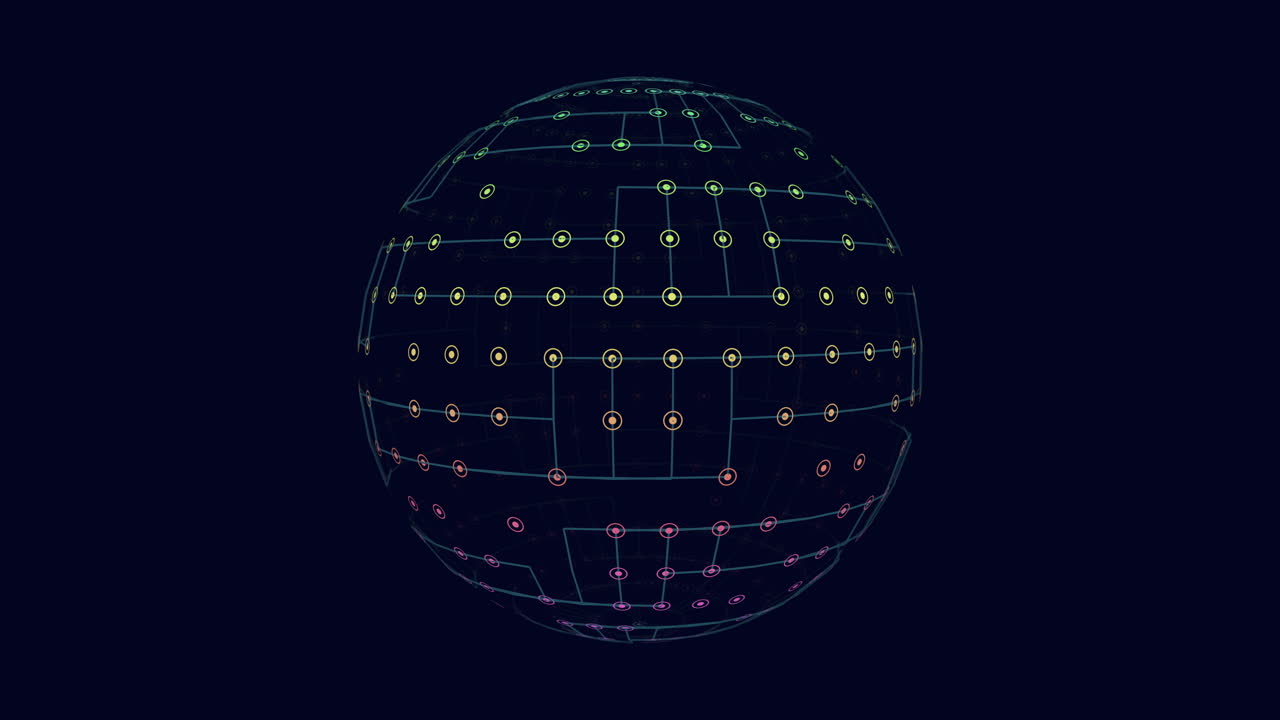 상호 연결된 원은 격자 패턴으로 3d 구를 형성합니다.