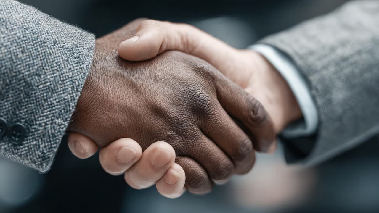 A Close-Up of a Firm Handshake Between Two Individuals Signifying Agreement, Partnership, and Cooperation in a Professional Setting