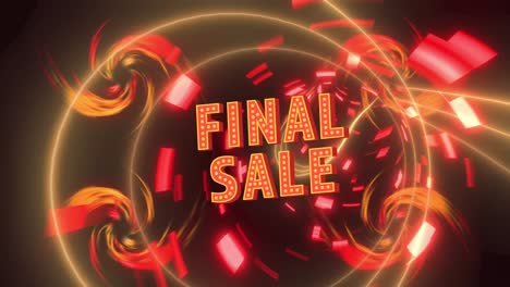 Animation-of-final-sale-over-tunnel-made-of-red-lights-in-black-space