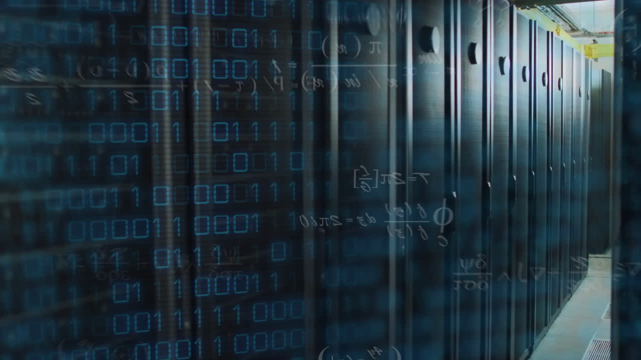 Animation of binary coding and data processing over computer servers