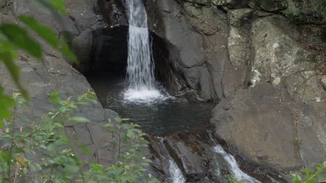 Rocky-Waterfall-View-With-Swimming-Holes---Currumbin-Rockpools-In-Currumbin-Valley,-QLD,-Australia