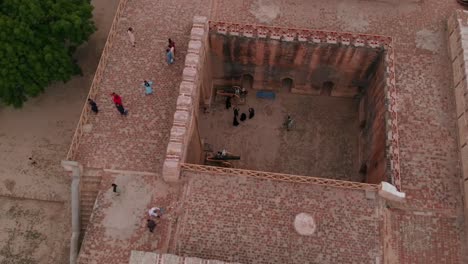 Drone-takes-top-shot-of-the-roof-of