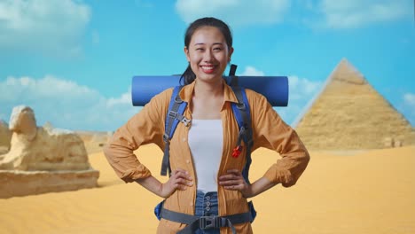 happy tourist woman in egypt