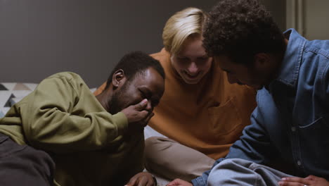 meeting of male friends in an apartment