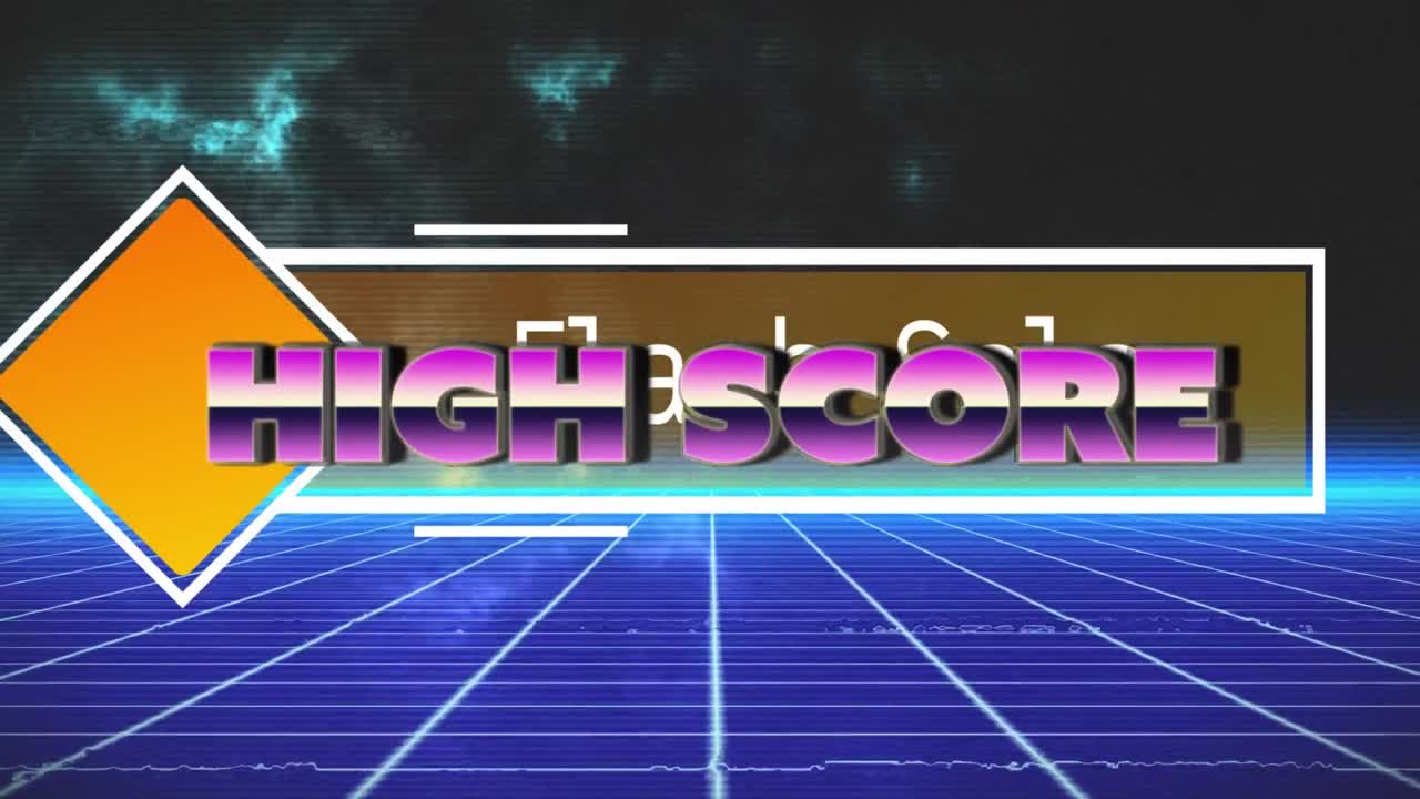 흑색과 파란색 디지털 공간에서 높은 점수와 플래시 판매의 애니메이션.