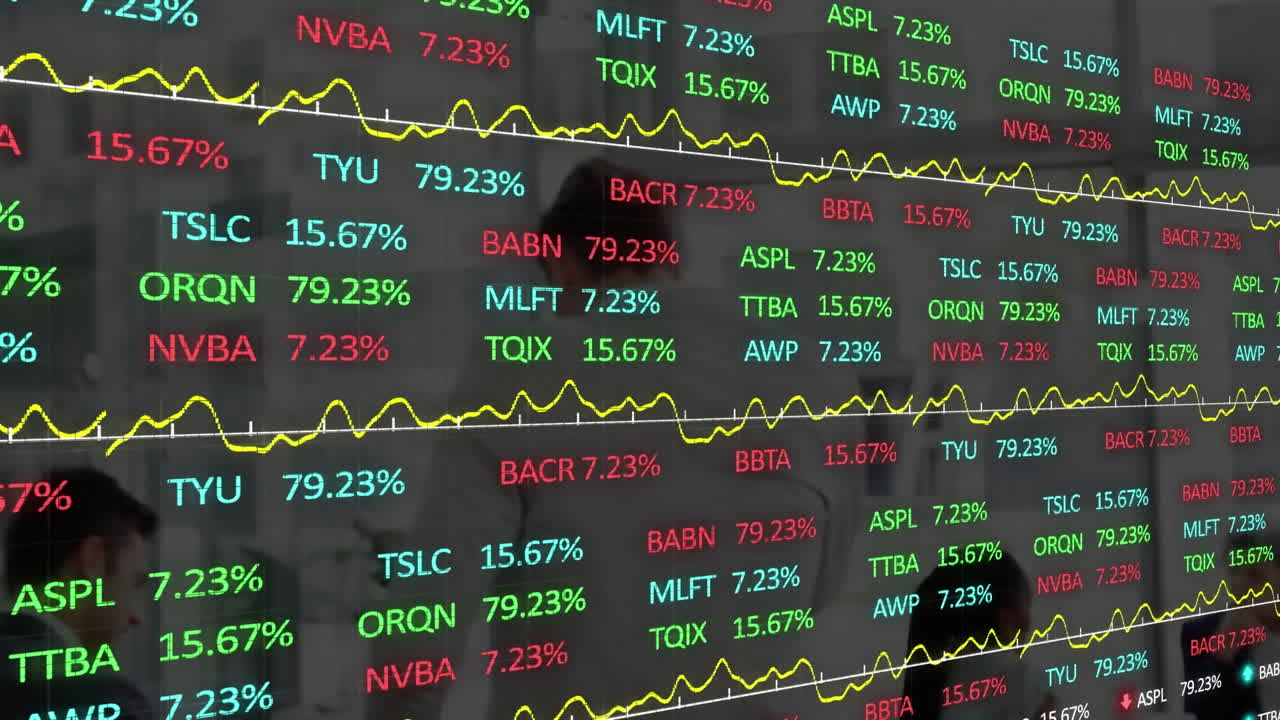 Animazione dell'elaborazione di dati finanziari su persone che lavorano in ufficio