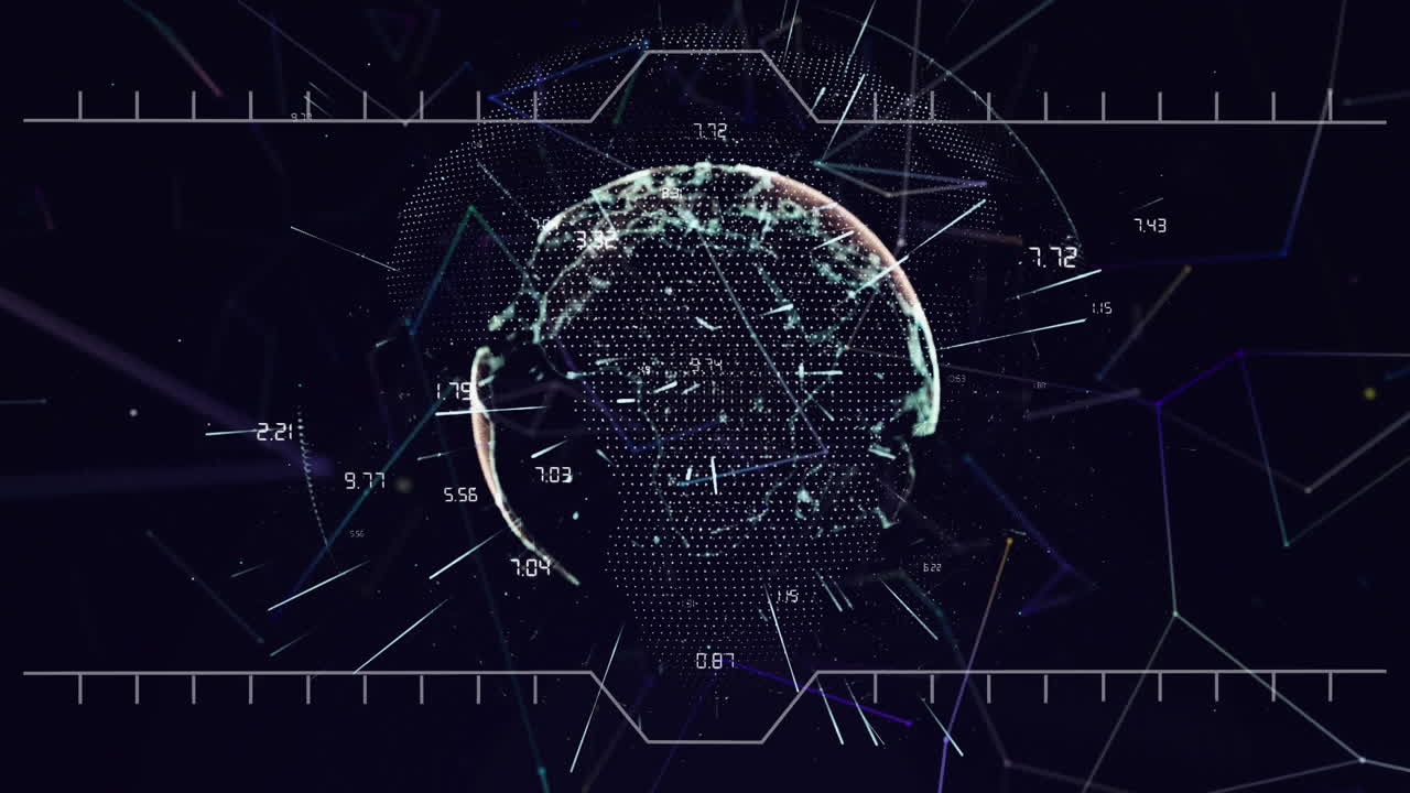 Network of connections against globe spinning
