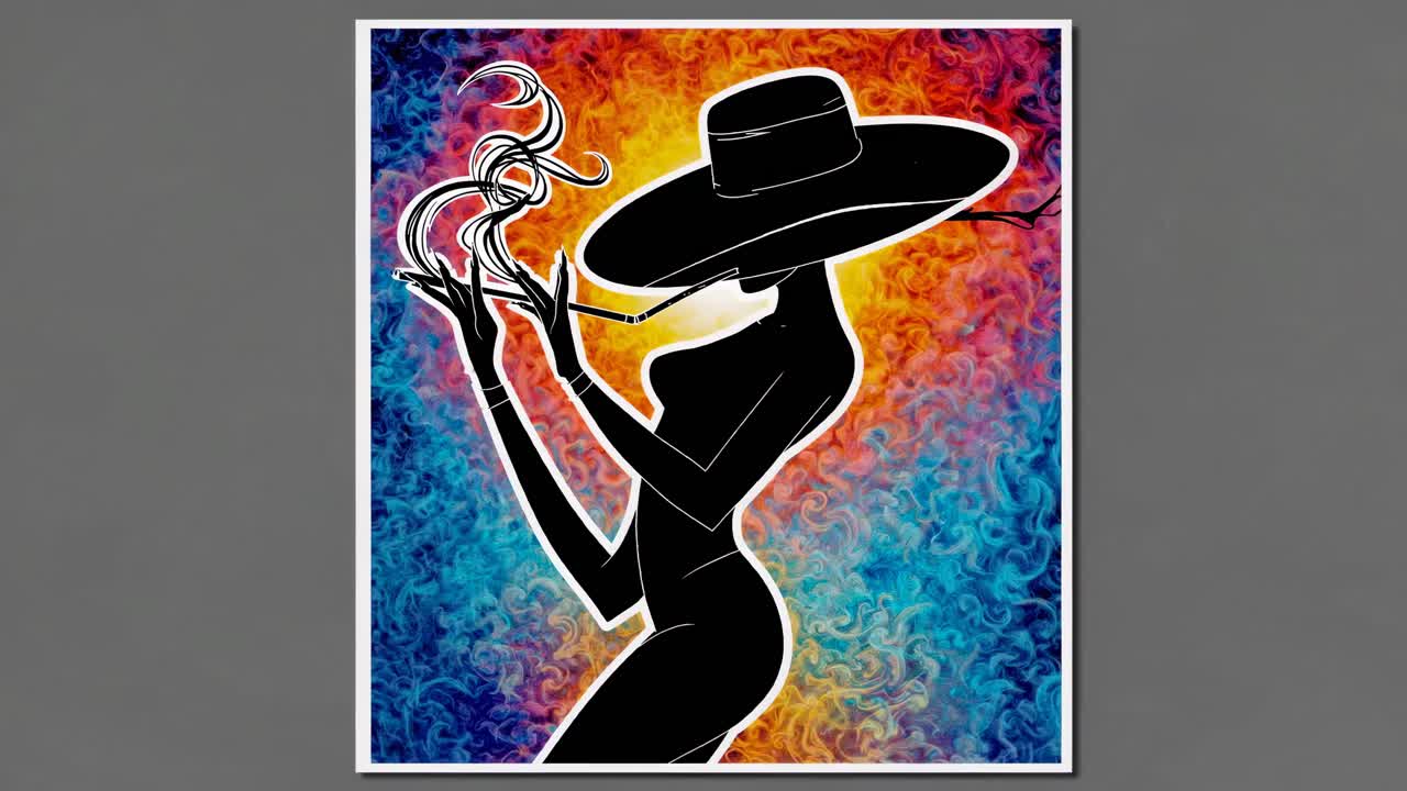 Silueta de una Mujer Fumando un Cigarro
