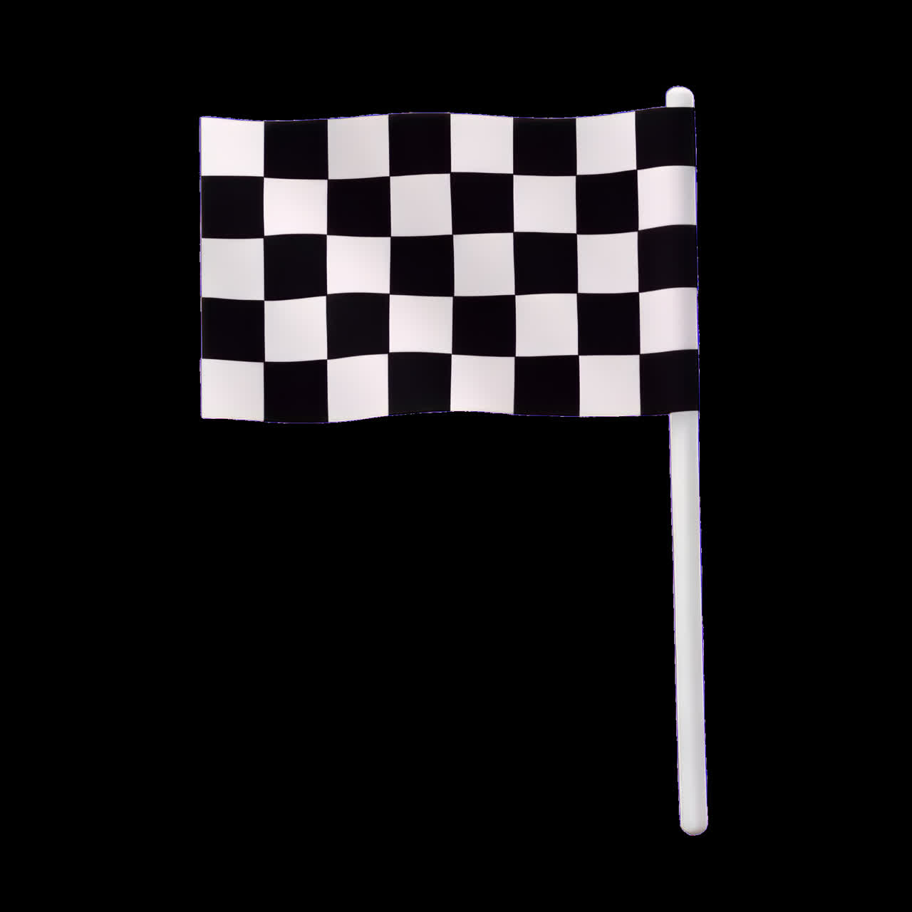 Race flag animation isolated asset, transparent 4K video, alpha channel, ProRes 4444