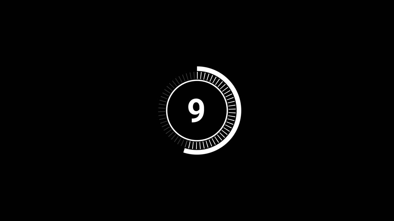 20 Second Digital Countdown Timer on Black Background