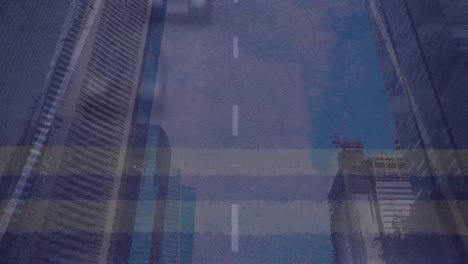 animation of data processing over road traffic in city