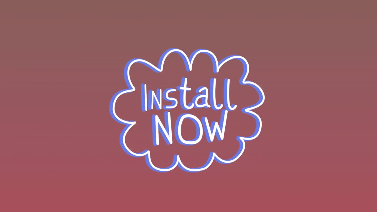 클라우드와  ⁇ 은 배경 위의 텍스트를 설치하는 애니메이션