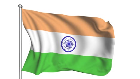flag of india in the wind (alpha channel, semi-transparent, loopable)