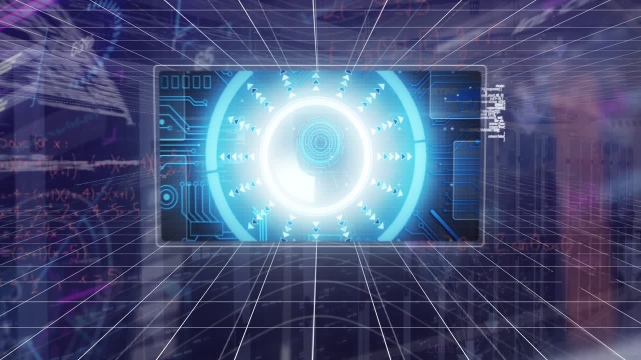 Animation of data processing over server room