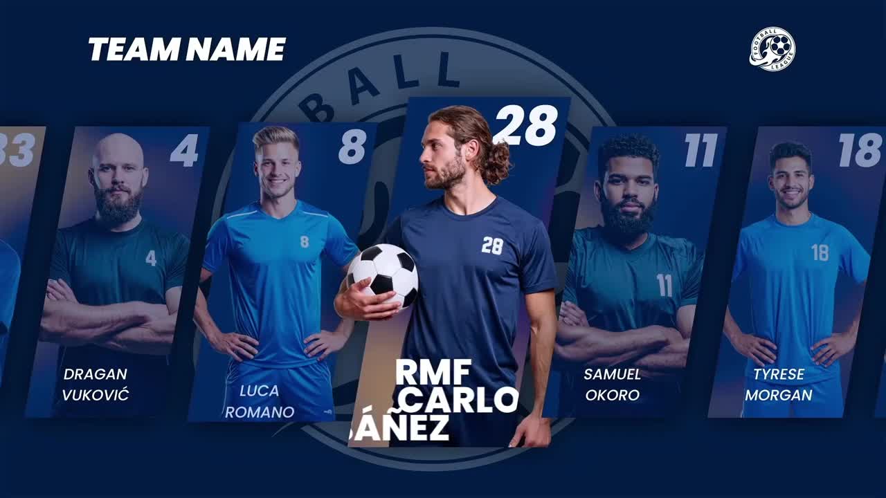 Player slides animation for sports highlights profiles and dynamic presentations
