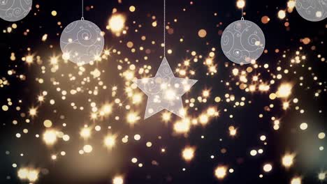 animación de la decoración navideña sobre luces voladoras
