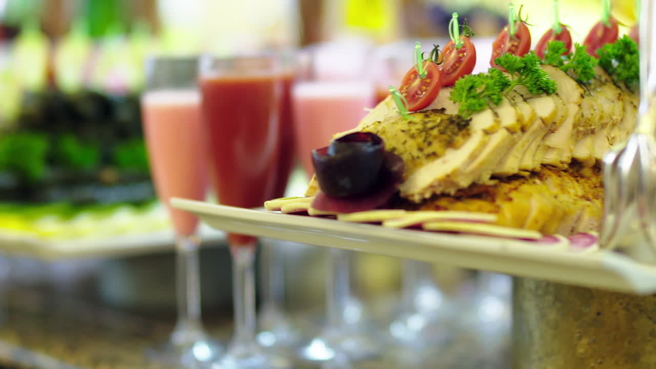 오픈 뷔페, 랩, 커스터드, 치즈 음식. 터키 음식