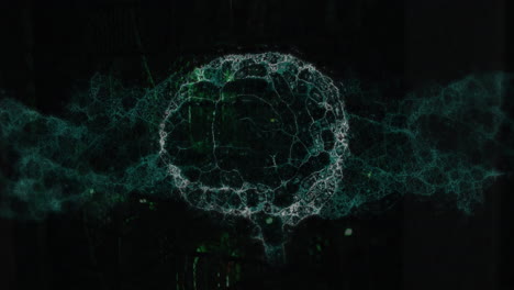 animation of dna strand and digital brain over server room