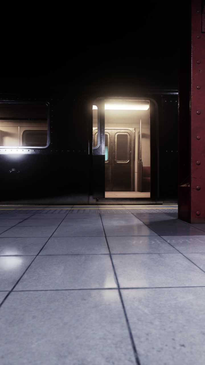 plataforma de la estación de metro por la noche