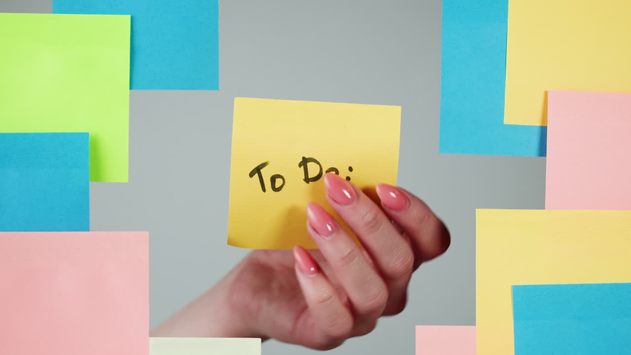 Hand Picking Up Yellow 'To Do' Sticky Note
