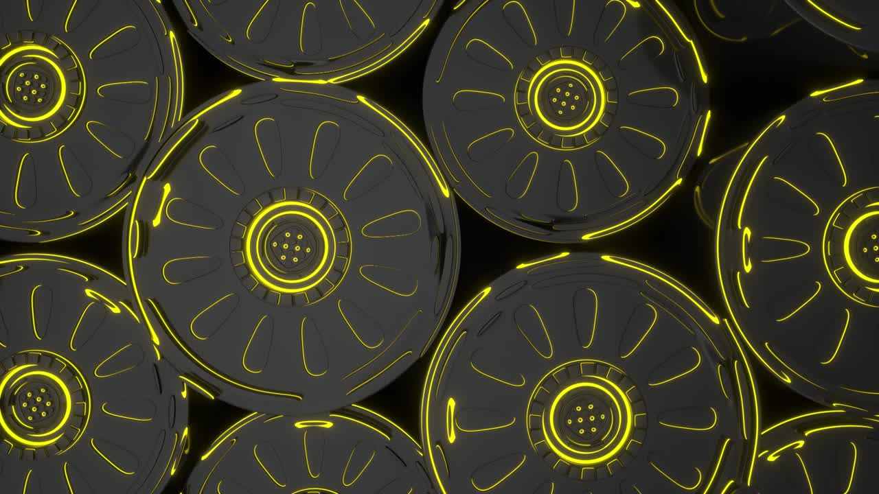 Technological background loop with yellow glowing lines