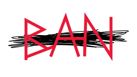 ban sign animation with a strikethrough one line