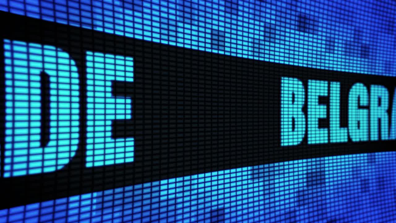 Belgrade displayed on a LED screen