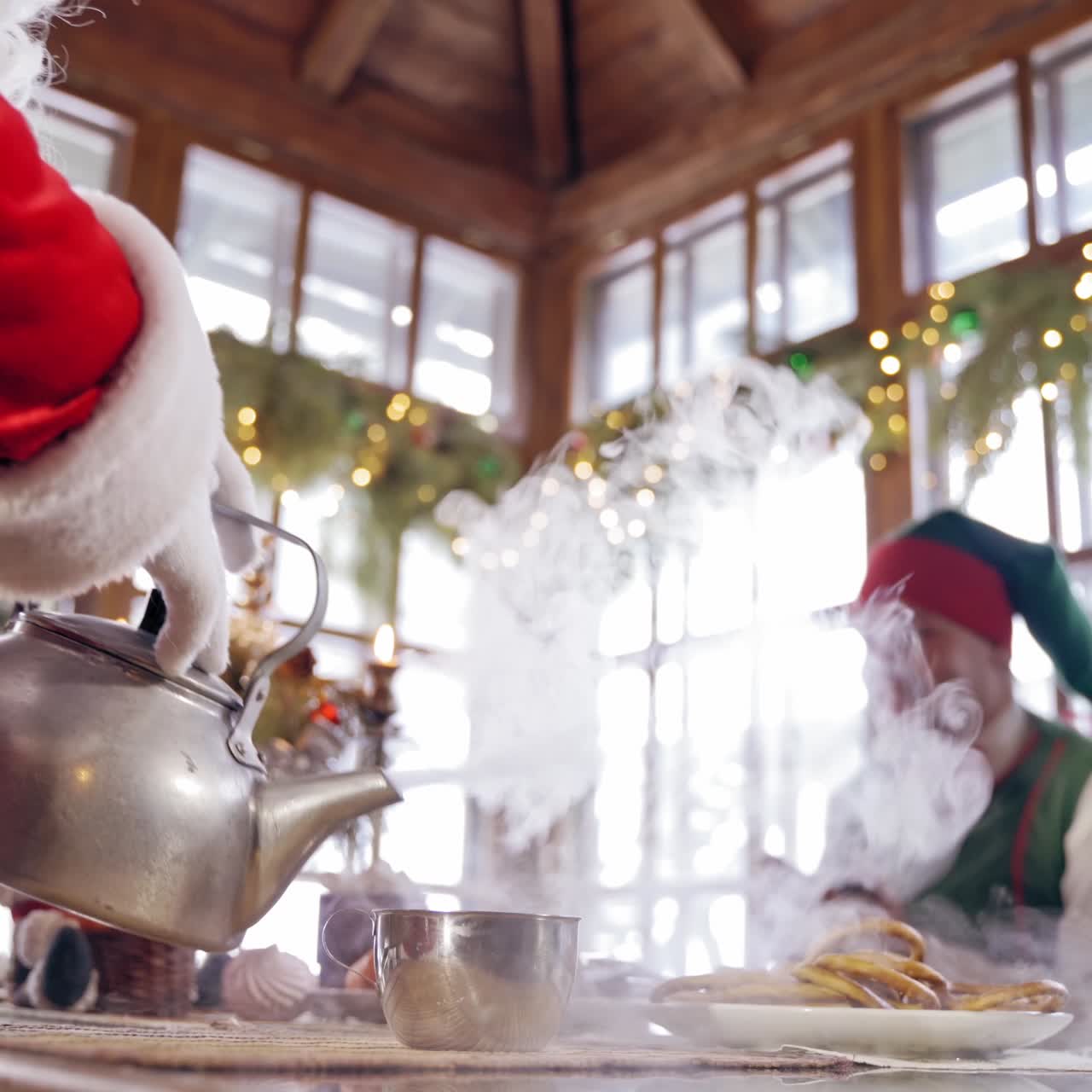 Elves around Santa Claus