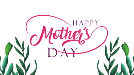 happy mothers day lettering with leafs plants