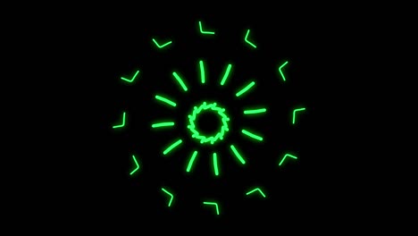 loop animation of bright green lines in the shape of worms. spiral tunnel of worms