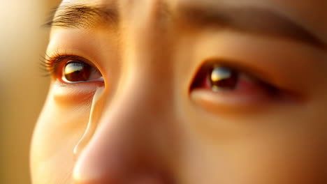 Close-up of a tearful eye