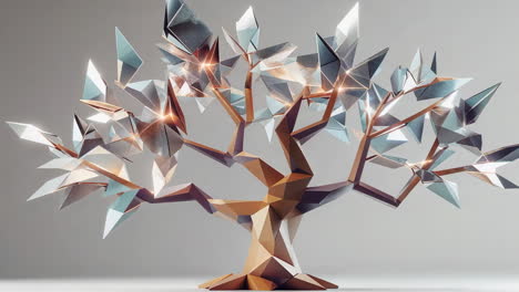 geometric abstract tree sculpture with polygonal forms